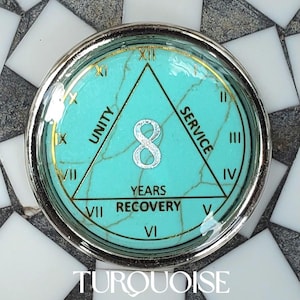 AA Coins , Natural Turquoise , NA Coins,Recovery Coin, AA Medallions, 12 Step Gifts, Sober