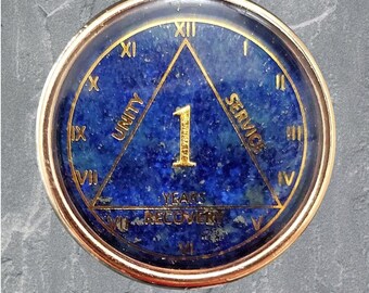 AA Coins, NA Coin Lapis Lazuli: Recovery Medallions, Sobriety Chips, Sober Anniversary, Recovery Gifts