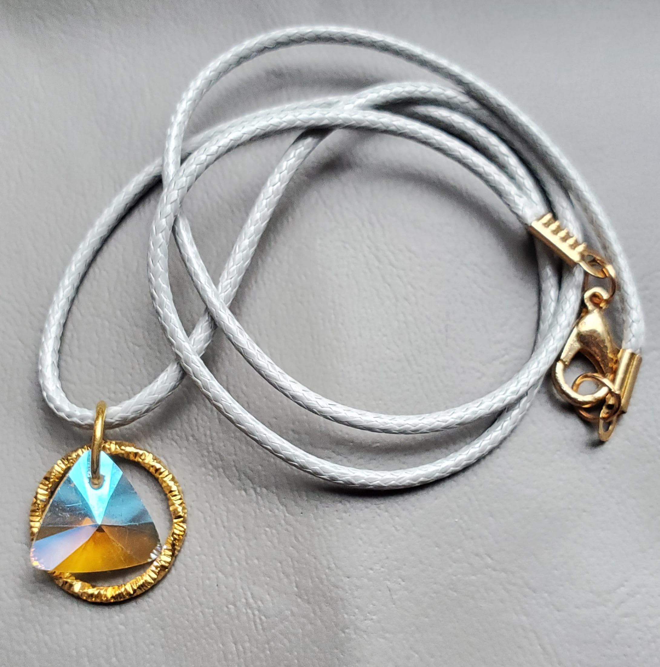 アクセサリー ArguE CultureE Triangle logo necklace Crystal Triangle Necklace: Brass Circle, AA Sobriety Gift - Etsy