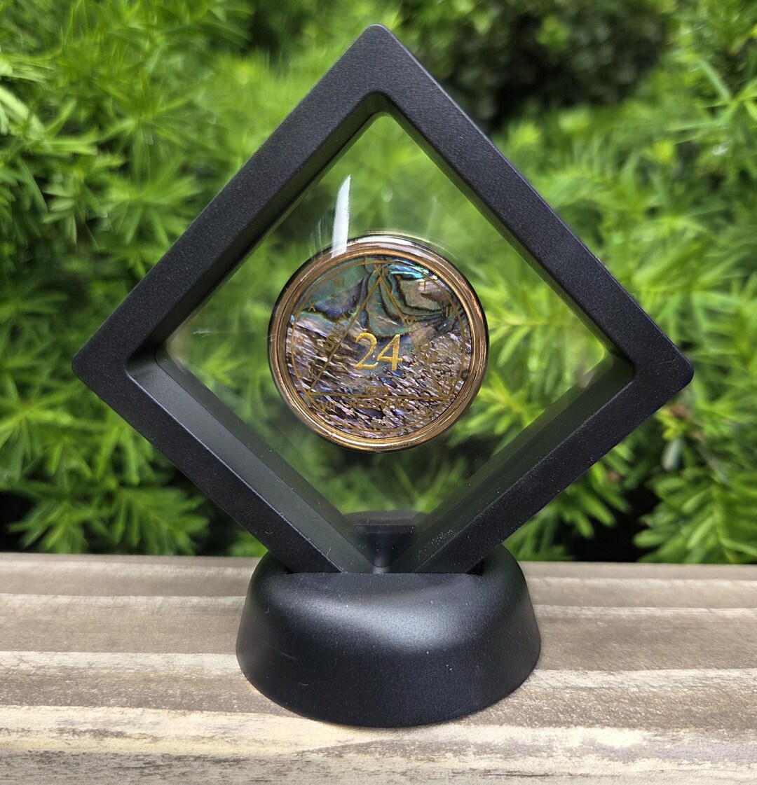 Floating AA Coin Frame: Sobriety Gift, Recovery Coin Display (2.75