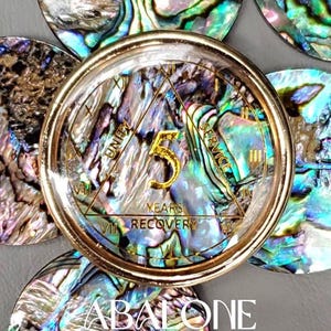 NATURAL ABALONE Sobriety Coin, AA Coins, Recovery, Medallions, 12 Step, Sober