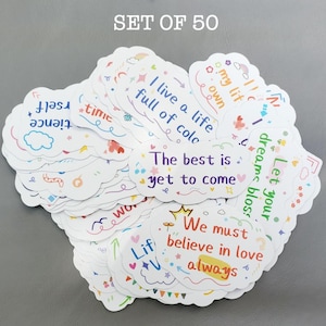 INSPIRATION AUFKLEBER Set mit 50 Aufklebern - Positive Aufkleber, Affirmationsaufkleber, Genesungsgeschenke, Glaubensgeschenke