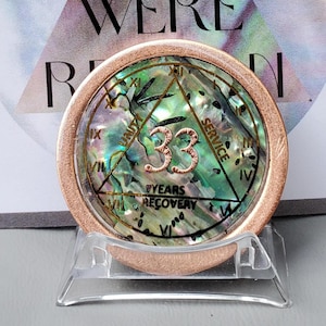 Copper NATURAL ABALONE  Sobriety Coin, AA Coins, Recovery, Medallions, 12 Step, Sober