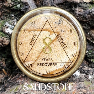 AA Coin Natural Sandstone : Recovery Coins, NA Coins, Sober Anniversary, 12 Step Gifts
