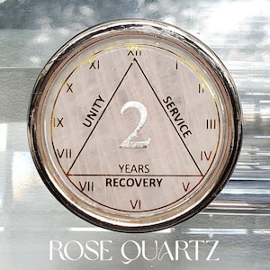 AA Rose Quartz Coin  : Sobriety Coin, NA Coins, Recovery Gifts, AAMedallions, Sobriety Gifts