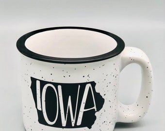 Iowa Campfire Coffee Mug 15 oz. | All 50 States Available! | Fall Coffee Mug | Sweater Weather | Speckled | Custom | Gift