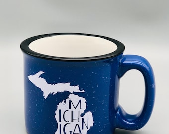 Michigan Campfire Coffee Mug 15 oz. | All 50 States Available! | Fall Coffee Mug | Sweater Weather | Speckled | Custom | Gift