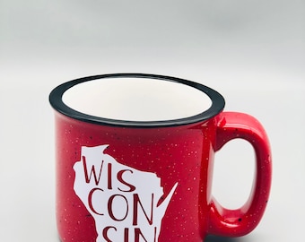 Wisconsin Campfire Coffee Mug 15 oz. | All 50 States Available! | Fall Coffee Mug | Sweater Weather | Speckled | Custom | Gift