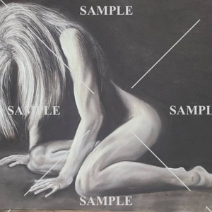 Original Charcoal Drawing and Prints - &quot;Face Down&quot;