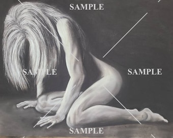 Original Charcoal Drawing and Prints - "Face Down"