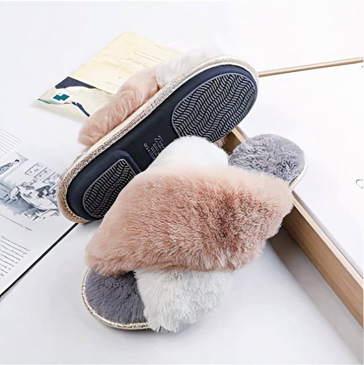 Womens Slippers Sliders Ladies Fluffy Faux Fur Cosy Fuzzy - Etsy UK