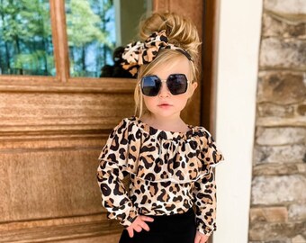 girls leopard romper