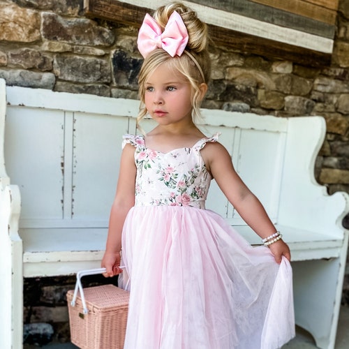 Easter Dress Pink Floral Girl Dress Tutu Dress Floral Etsy
