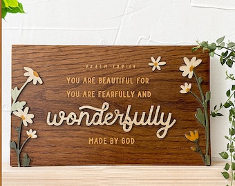 Wonderfully - Bible Verse Wall Art Wood Sign  Christian Wall Art Scripture Signs Home Decor Choose your Favorite Bible Passage Gift Plaque