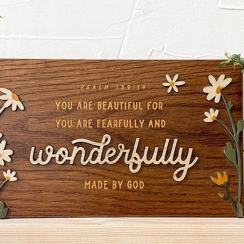 Wonderfully Bible Verse Wall Art Wood Sign Christian Wall Etsy