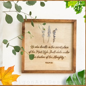 Custom Bible Verse & Dried Flower | Bible Verse Wall Art | Personalized Wood Sign | Custom Wall Art | Christmas 2023 | Wood Signs