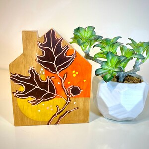 Fall shelf sitter, rustic wood sign, Thanksgiving decor, wood house, fall decor, mantle decor, housewarming gift, hand painted, autumn decor