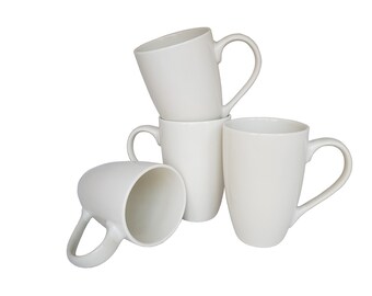 18oz Large Blank Porcelain Coffee Mugs - Set of 4