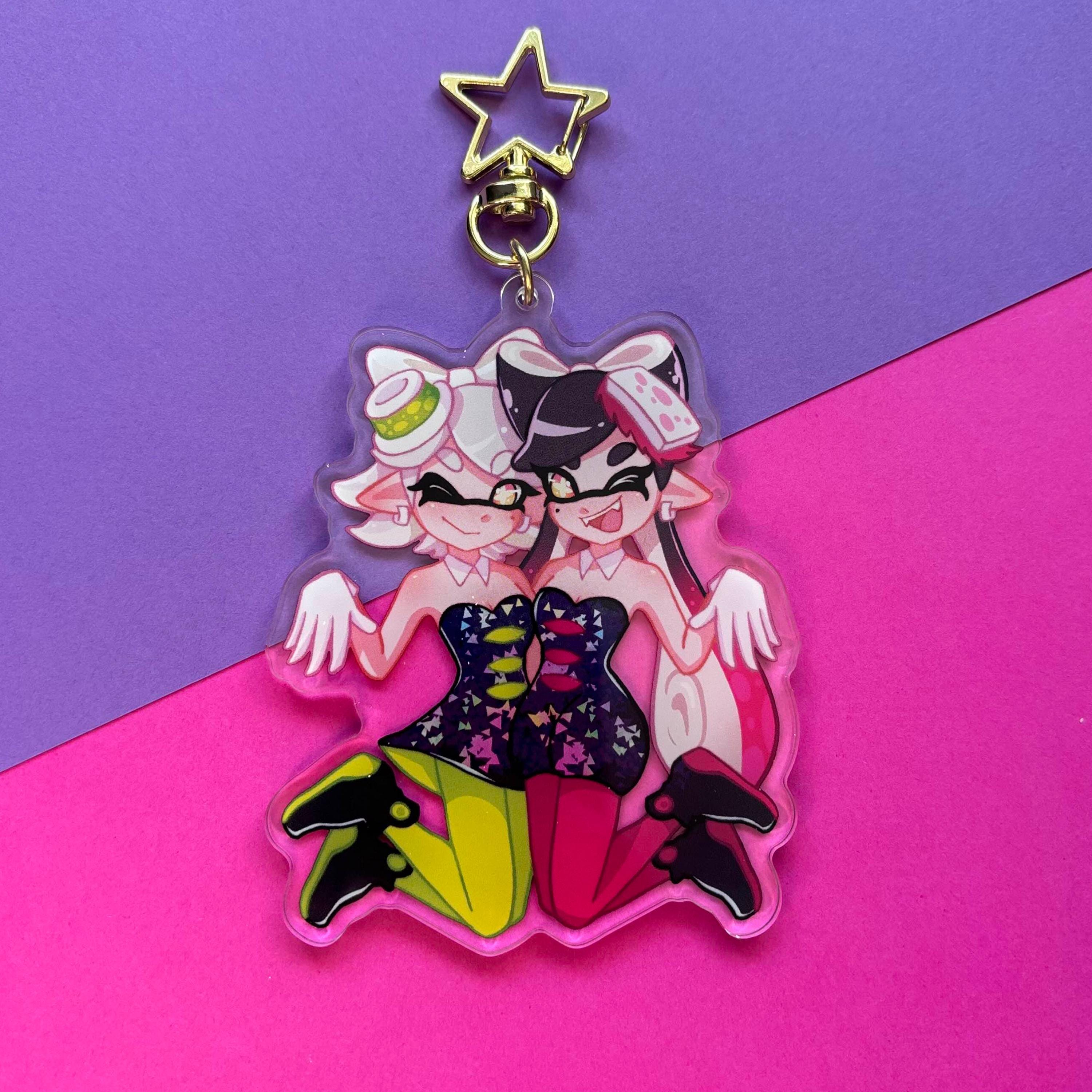 Callie and Marie Squid Sisters Acrylic Keychain, 3.5