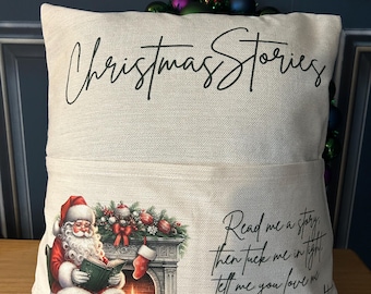 Christmas Stories Cushion Cover • Santa Holiday Pillow Case