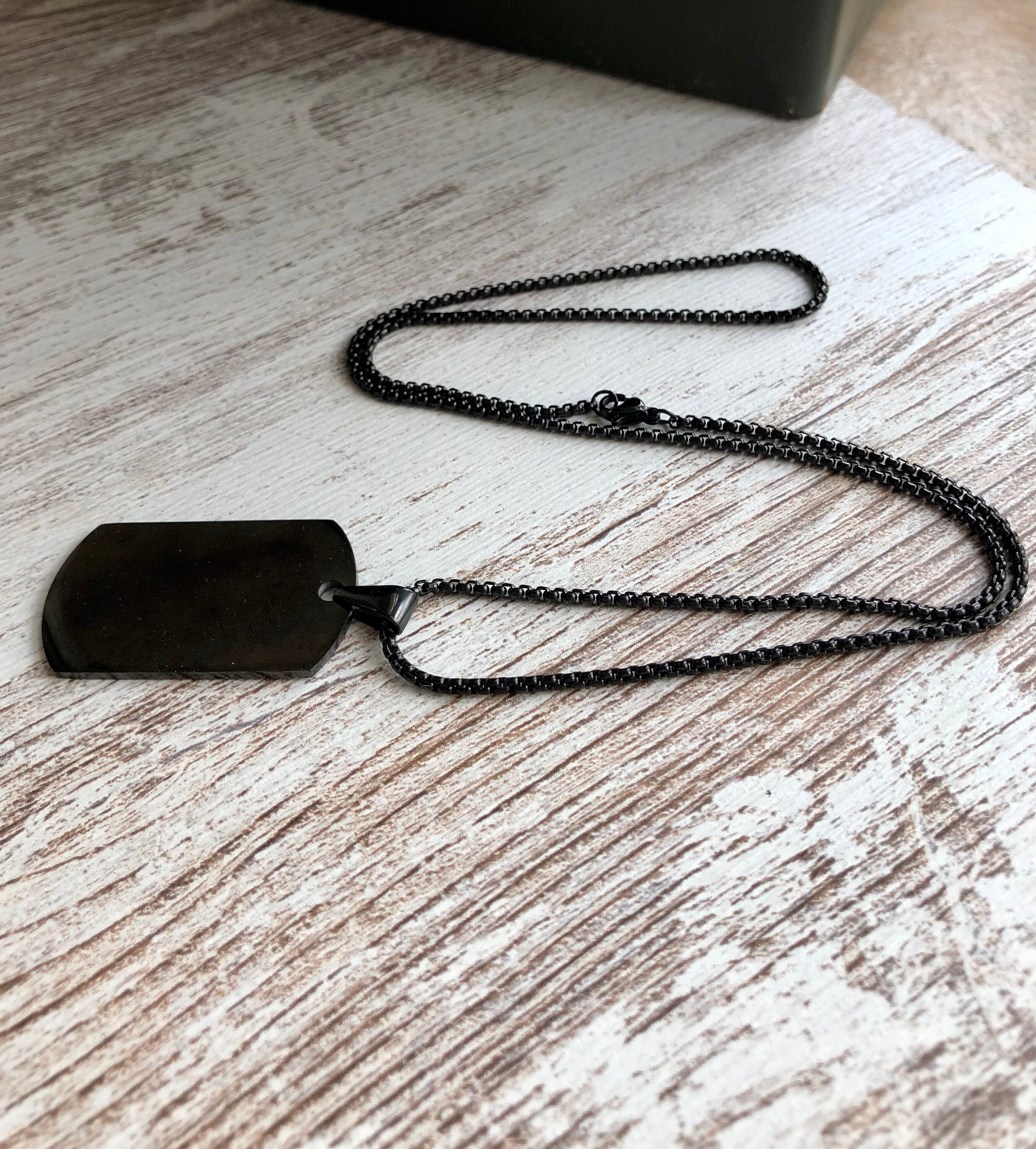 Collar militar de etiqueta de perro negro. Joyas militares de Etsy