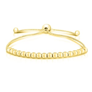 925 Sterling Silver Gold Adjustable Bolo Bead Ball Bracelet Made In Italy Elegant Bracelet Jewelry Gift for Women