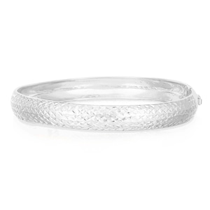 925 Sterling Silver 9MM Diamond Cut 7.5" Inch Bangle Bracelet For Women 3 Colors - Silver, Gold, Rose Gold, Jewelry Gift