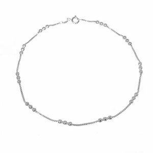 Italian 925 Solid Sterling Diamond Cut Triple Bead Anklet Chain 9 or 10, Spring Clasp, Made In Italy afbeelding 2