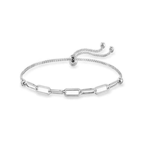 Italian Made Solid .925 Sterling Silver 3MM Adjustable Paper Clip Bracelet For Women, Pull Bracelet, Stamped 925, Jewelry Gift