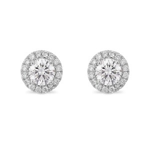 Men & Women 925 Solid Sterling Silver 8mm Round Clear Cubic Zirconia Halo Stud Earrings, Push-Back Closure, Jewlery Gift