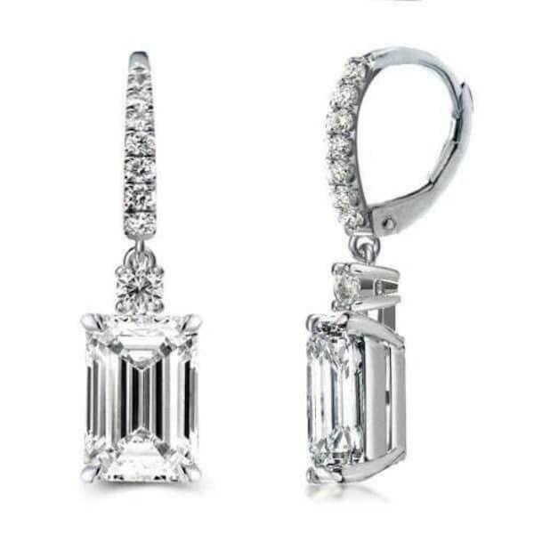 18k White Gold Plated Emerald Cut Cz 6MM Lever-back Earrings For Women, Made With Swarovski Elements, Jewelry Gift