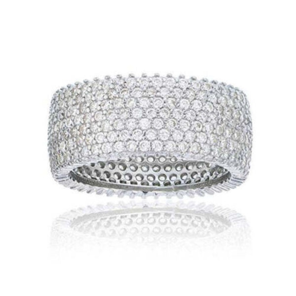 Women's 925 Solid Sterling Silver CZ Pave 10mm Eternity Band Ring Sizes 5-10, Jewelry Gift