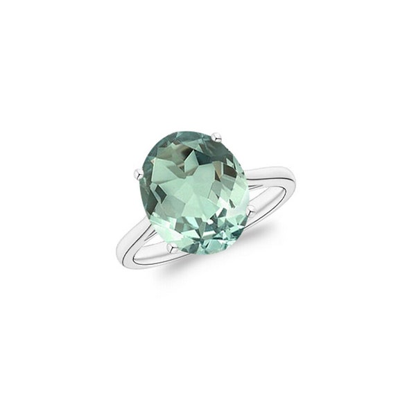 5.00 CTTW Genuine Green Amethyst Oval Cut Solid 925 Sterling Silver Ring Sizes 6 - 9 Band Width 3mm Jewelry Gift For Women