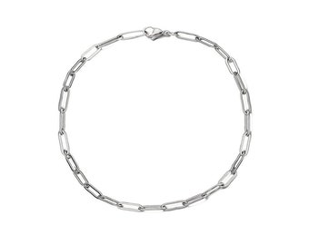 3MM Solid 925 Sterling Silver Italian Paperclip Rolo Chain Bracelet 7"- 8", For Men and Women, Lobster Clasp, Stamped 925 italy