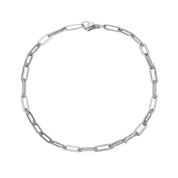 3MM Solid 925 Sterling Silver Italian Paperclip Rolo Chain Bracelet 7"- 8", For Men and Women, Lobster Clasp, Stamped 925 italy