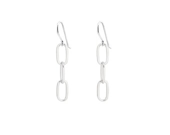 925 Sterling Silver 3 Row Paperclip Chain Link Dangle Drop Hook Earrings For Women, Jewelry Gift