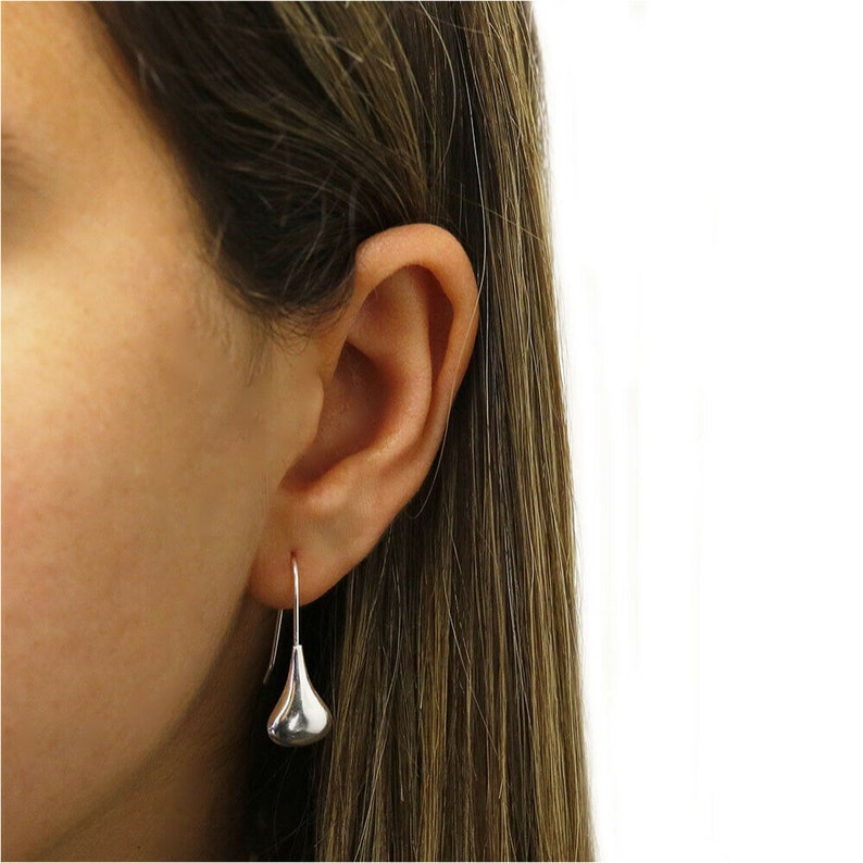 925 Solid Sterling Silver Tear Drop Hook Dangle Earrings For Women and Girls Jewelry Gift image 3