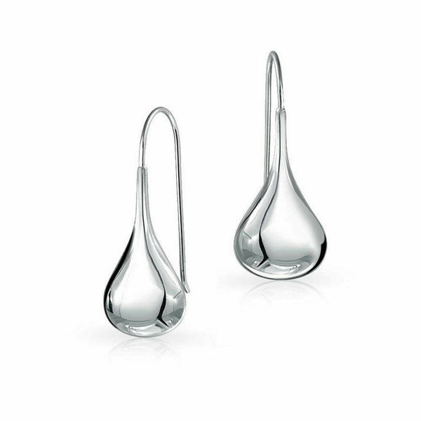 Sterling Silver Teardrop Fish Hook Dangle Earrings #E1335-01