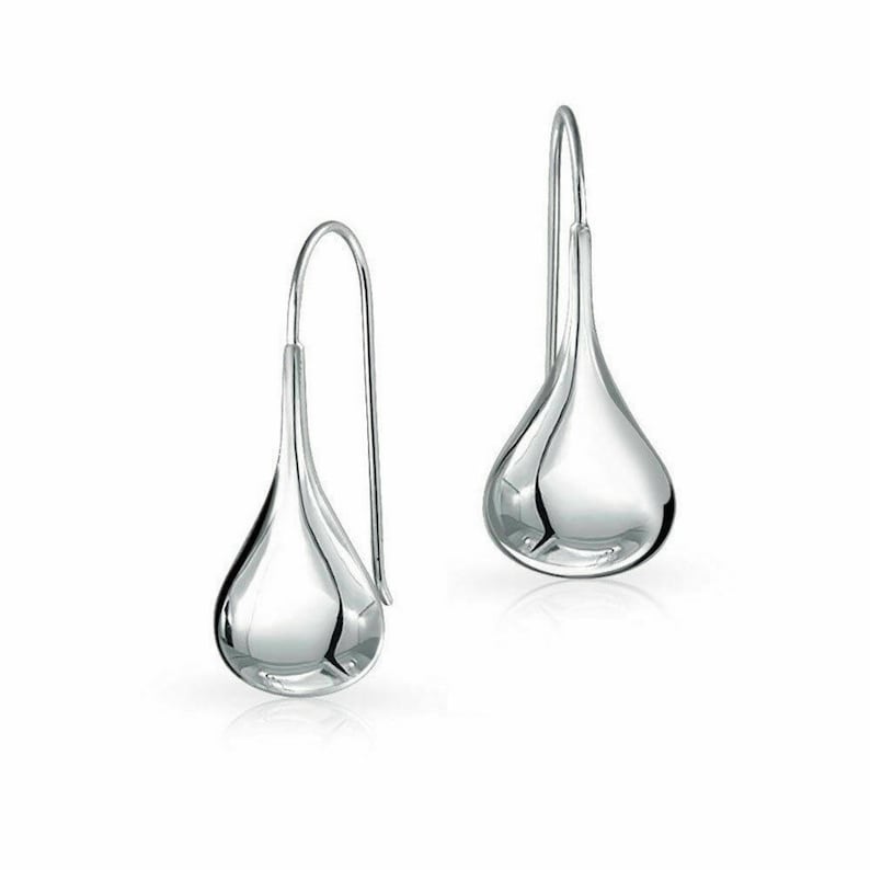 925 Solid Sterling Silver Tear Drop Hook Dangle Earrings For Women and Girls Jewelry Gift image 1