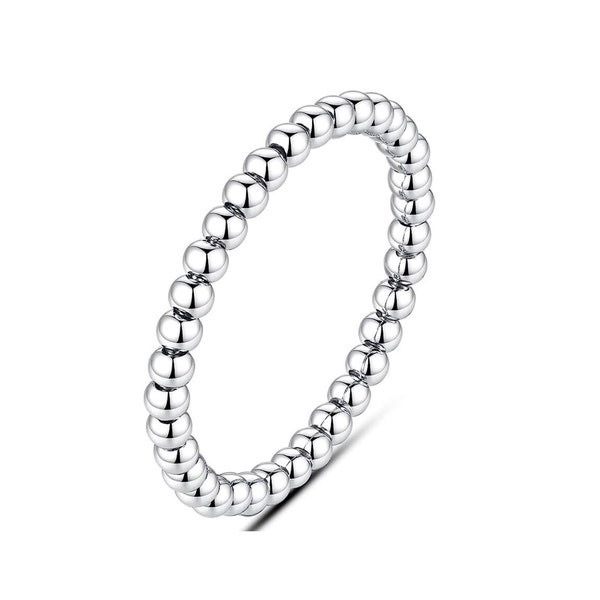925 Sterling Silver Ball Stackable Ring Band for Women & Girls - Made in Italy