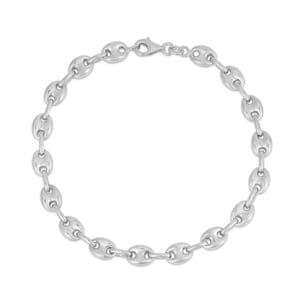 925 Solid Sterling Silver 6MM Puffed Mariner Chain Link Bracelet 7" and 8" For Men and Women, Made In Italy