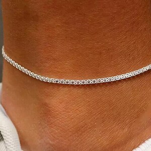 Italian 925 Solid Sterling 2MM Diamond Cut Bismark Anklet Chain 9" or 10", Lobster Clasp, Made In Italy