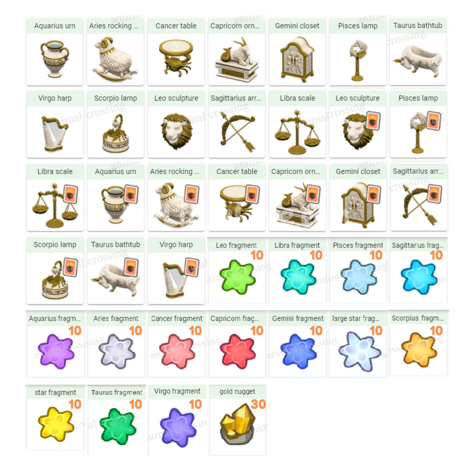 ACNH 12 Zodiac Star Furniture Set DIY Recipes and Crafting Etsy
