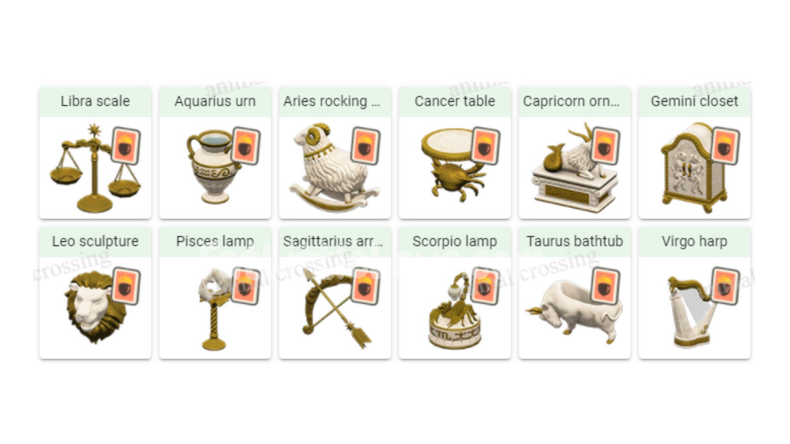 ACNH 12 Zodiac Star Furniture Set DIY Recipes and Crafting Etsy