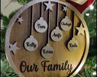 Our family personalised christmas tree bauble