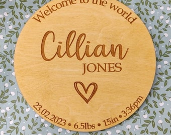 Welcome to the world, personalised name sign.