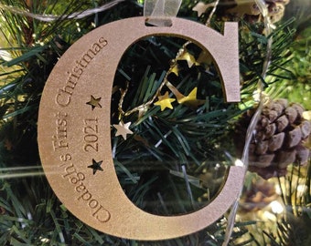 My first Christmas - Christmas tree decoration personalised letter.