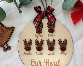 Our family/Herd personalised christmas tree bauble - personalised 3D reindeer /grandparents