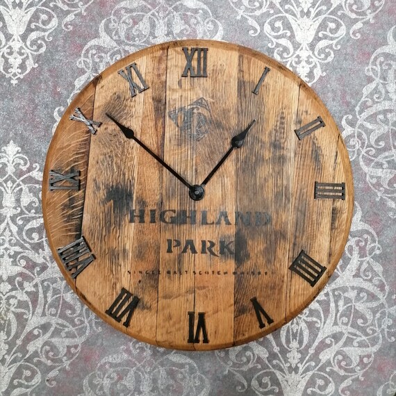 Whiskey Barrel Lid Clock Different Stencils Available Oak Etsy UK
