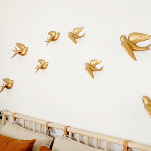 Flying Morning Birds Wall Decor for Bedroom - Hanging sculpture beach bird over the bed Modern gold boho wall decor Farmhouse hanging decor